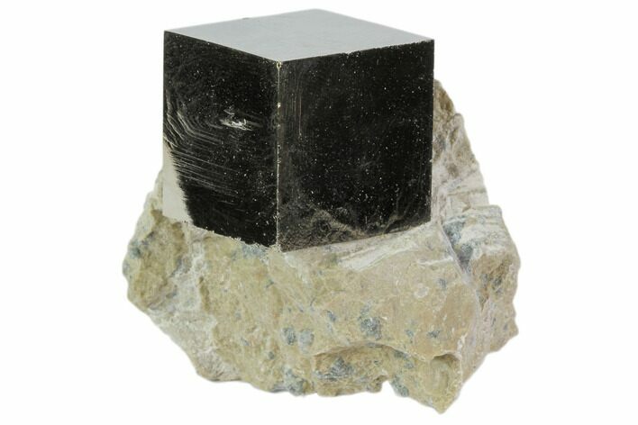 Natural Pyrite Cube In Rock From Spain #82088